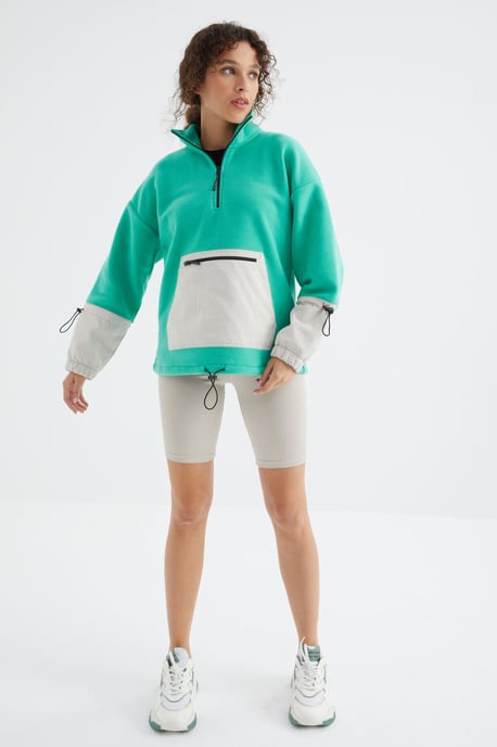 Oversized Fleece-Halbzip Sweatshirt - Image 2