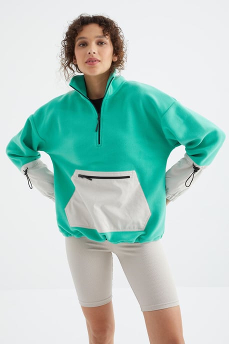 Oversized Fleece-Halbzip Sweatshirt - Image 3