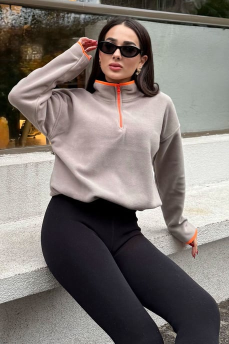 Übergroßer Plüsch-Half-Zip-Sweatshirt - Image 3