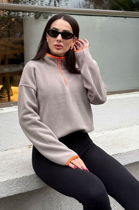 Übergroßer Plüsch-Half-Zip-Sweatshirt - Image 5