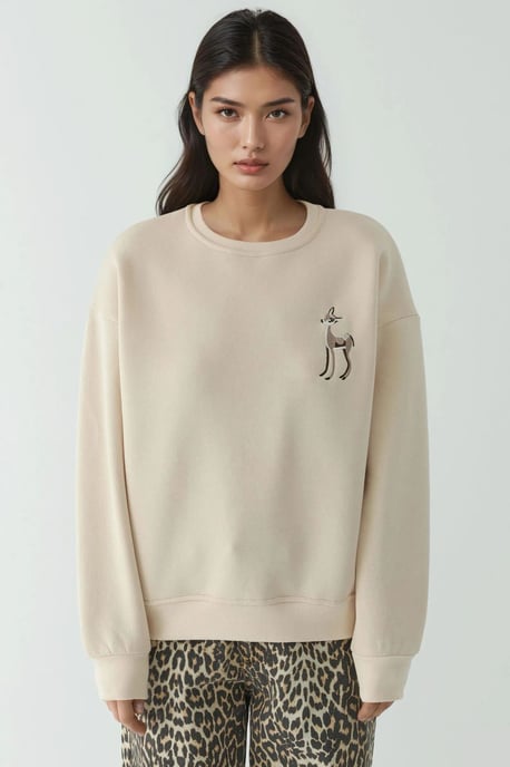 Komfort Sweatshirt mit Tiermotiv, bestickt, mit erhöhtem Rundhalsausschnitt - Image 5