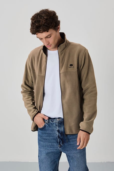Herren Plüsch Zip-Front Sweatshirt - Image 4