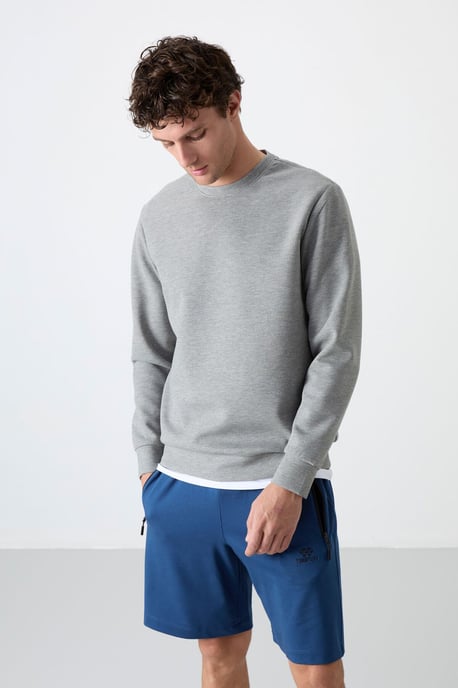 Herren Unifarben Rundhals-Sweatshirt - Image 2