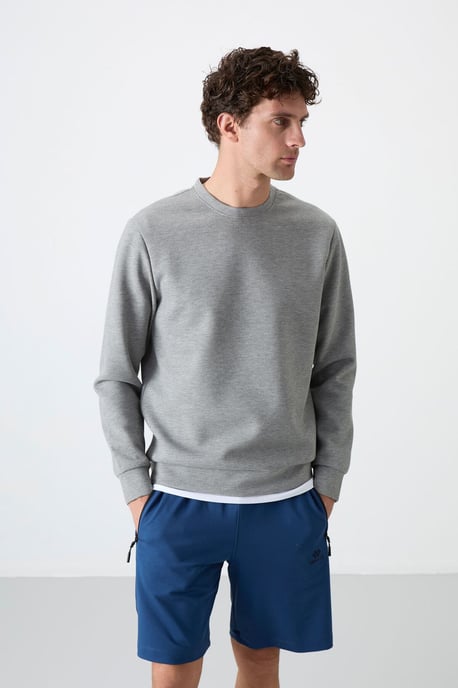 Herren Unifarben Rundhals-Sweatshirt - Image 5