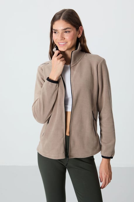 Damen Plush-Zip-Front Sweatshirt - Image 1