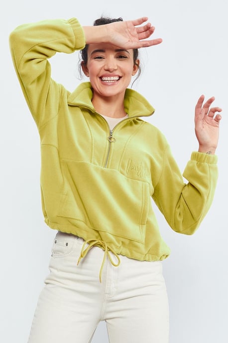 Oversized Halbreißverschluss-Plüsch Sweatshirt - Image 1