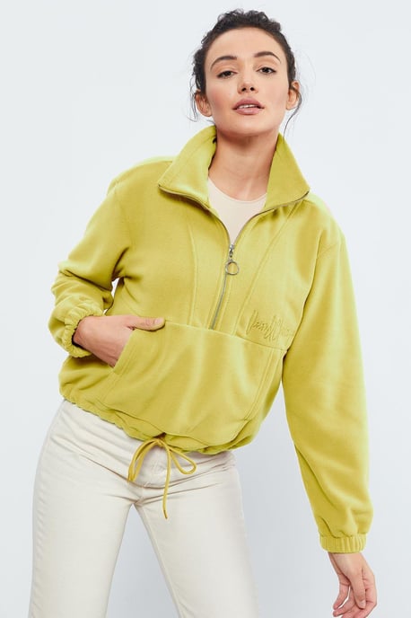 Oversized Halbreißverschluss-Plüsch Sweatshirt - Image 4