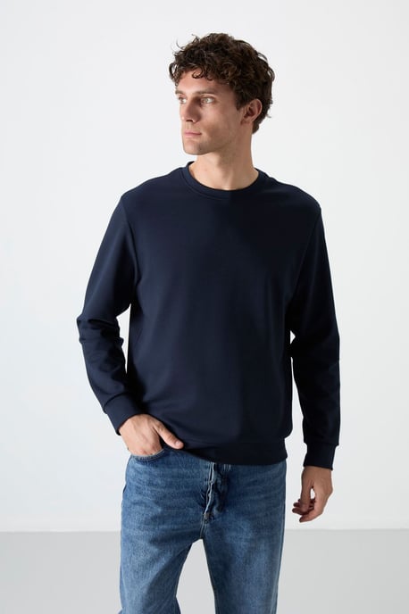 Herren Unifarben Rundhals-Sweatshirt - Image 2