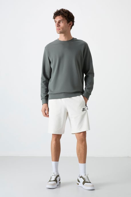 Herren Unifarben Rundhals-Sweatshirt - Image 2