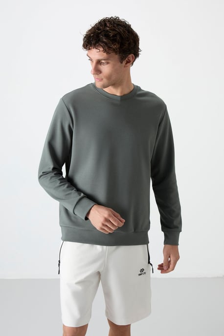Herren Unifarben Rundhals-Sweatshirt - Image 5