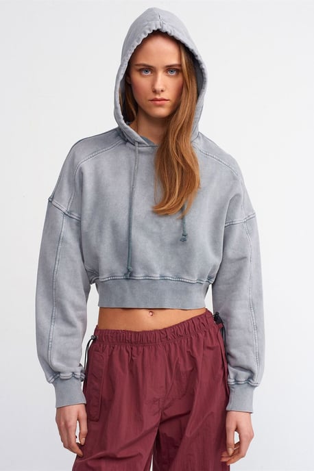 Damen Oversized Cropped Kapuzensweatshirt - Image 3