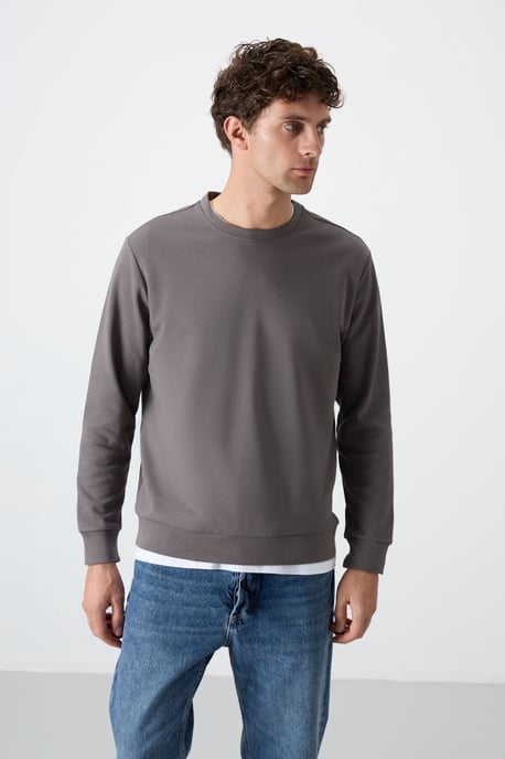 Herren Unifarben Rundhals-Sweatshirt - Image 5