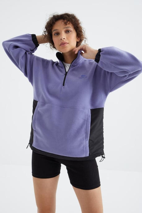 Oversized Halb-Zip Plüsch Sweatshirt - Image 1
