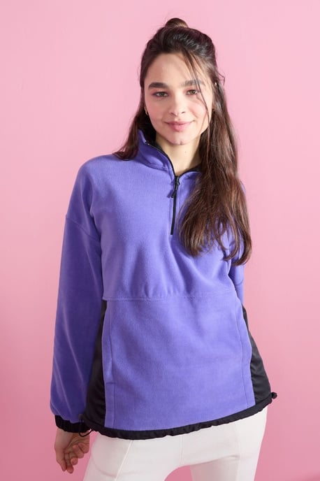 Oversized Halb-Zip Plüsch Sweatshirt - Image 2