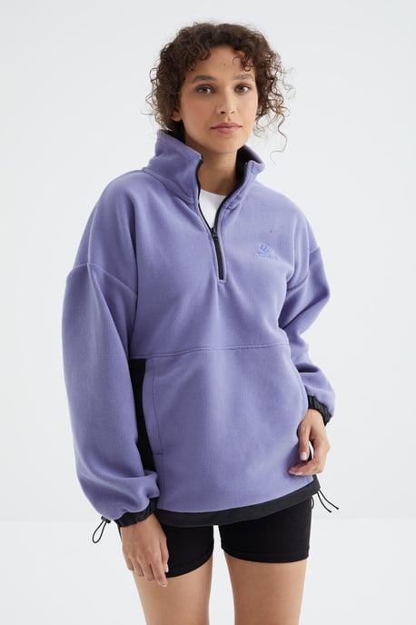 Oversized Halb-Zip Plüsch Sweatshirt - Image 4