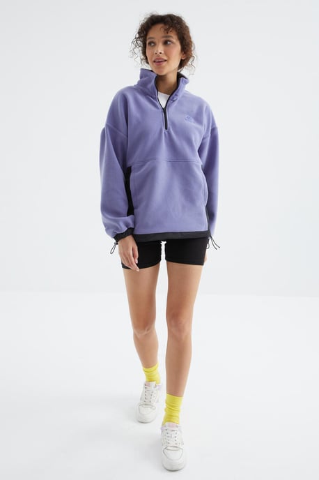 Oversized Halb-Zip Plüsch Sweatshirt - Image 5