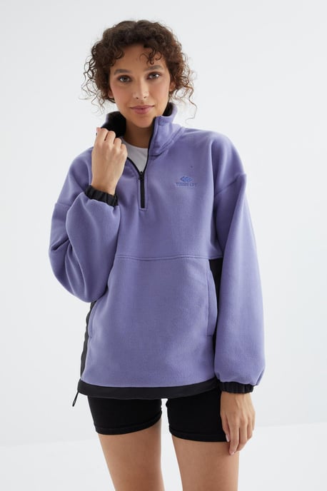Oversized Halb-Zip Plüsch Sweatshirt - Image 6