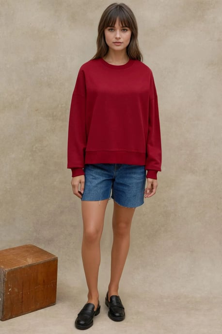 Übergroßer Rundhals-Basic-Sweatshirt - Image 4