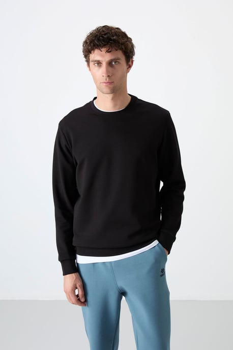 Herren Unifarben Rundhals-Sweatshirt - Image 2