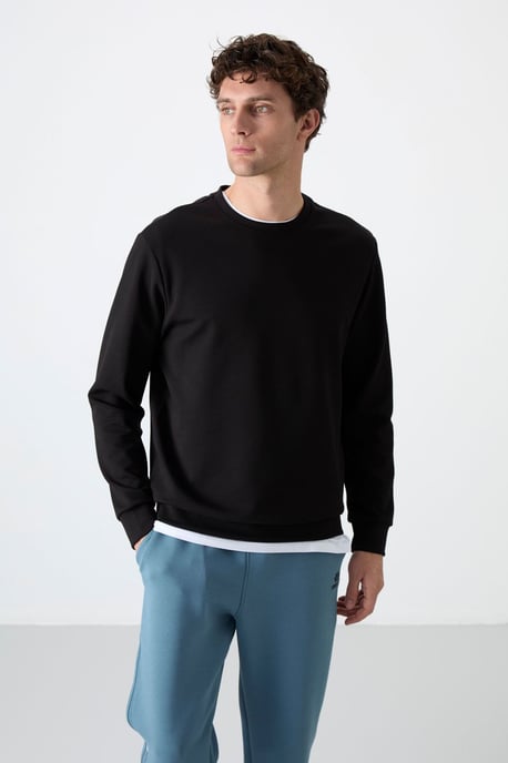 Herren Unifarben Rundhals-Sweatshirt - Image 5