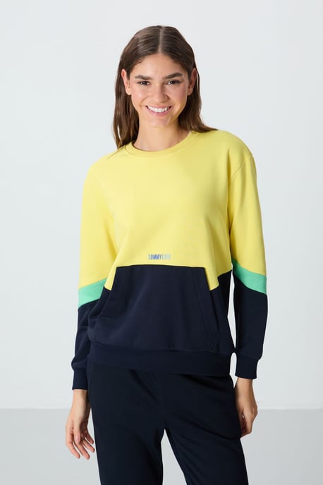 Übergroßer farbblockierter Rundhals-Sweatshirt - Image 4