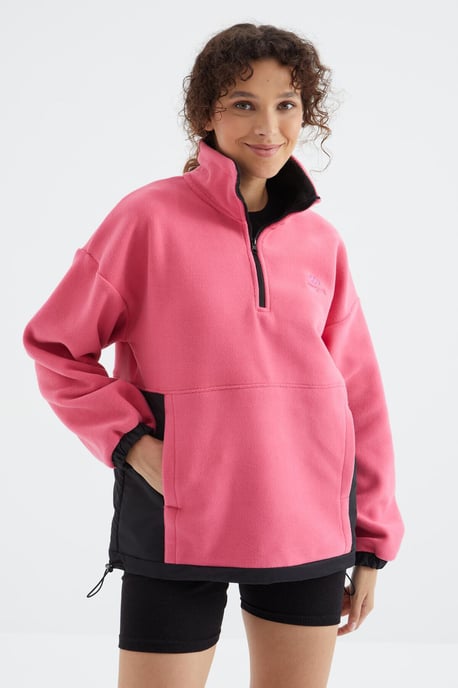 Oversized Halb-Zip Plüsch Sweatshirt - Image 1