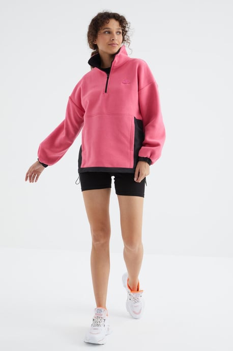 Oversized Halb-Zip Plüsch Sweatshirt - Image 2