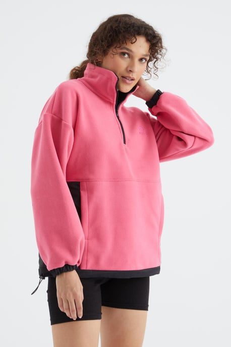 Oversized Halb-Zip Plüsch Sweatshirt - Image 3