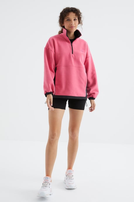 Oversized Halb-Zip Plüsch Sweatshirt - Image 4