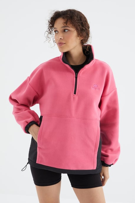 Oversized Halb-Zip Plüsch Sweatshirt - Image 5