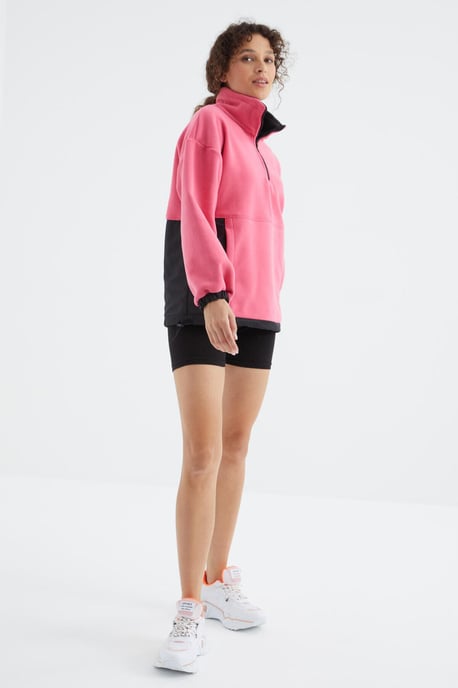 Oversized Halb-Zip Plüsch Sweatshirt - Image 6