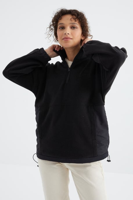 Oversized Halb-Zip Plüsch Sweatshirt - Image 1