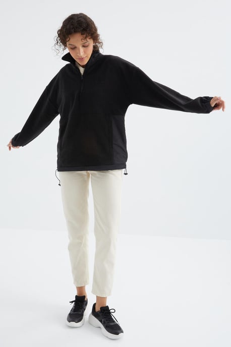 Oversized Halb-Zip Plüsch Sweatshirt - Image 2
