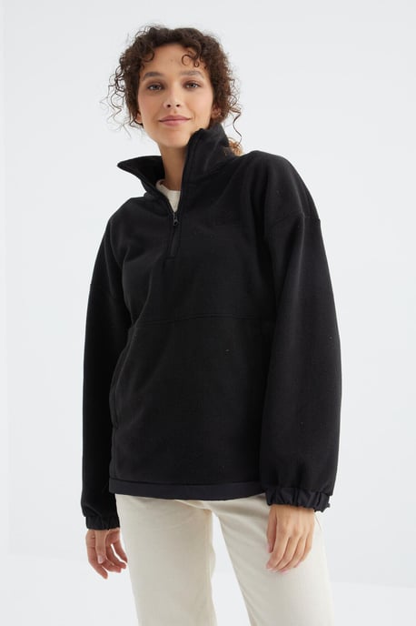 Oversized Halb-Zip Plüsch Sweatshirt - Image 3