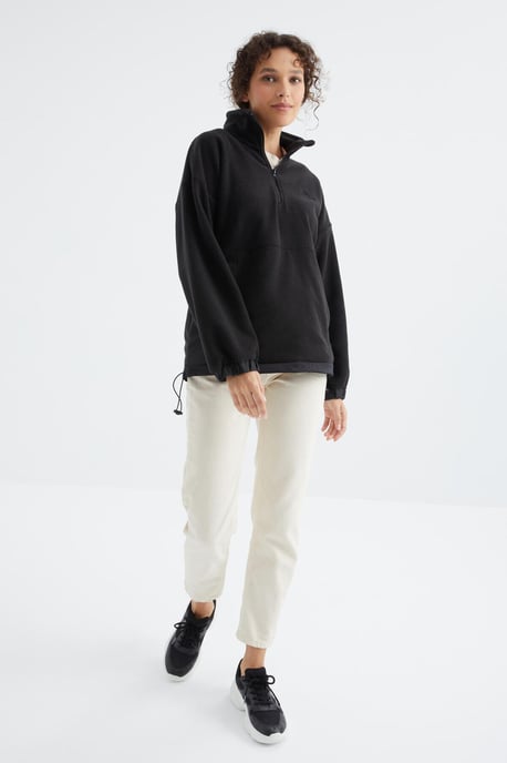 Oversized Halb-Zip Plüsch Sweatshirt - Image 4
