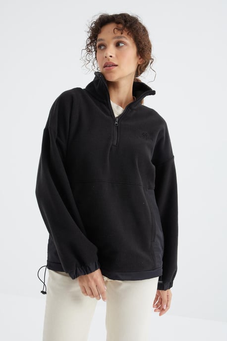 Oversized Halb-Zip Plüsch Sweatshirt - Image 5