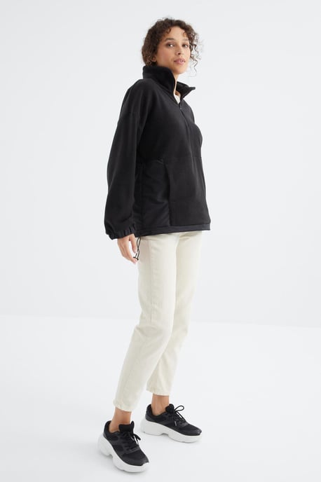 Oversized Halb-Zip Plüsch Sweatshirt - Image 6