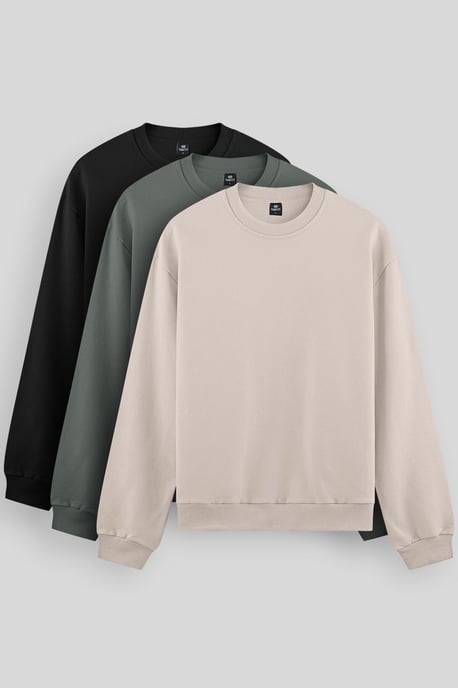 Herren Unifarben Rundhals-Sweatshirt - Image 1