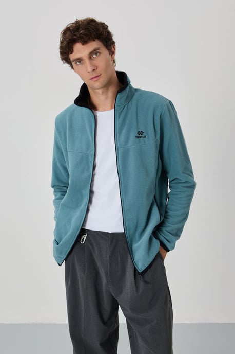 Herren Plüsch Sweatshirt mit Reißverschluss vorne - Image 3