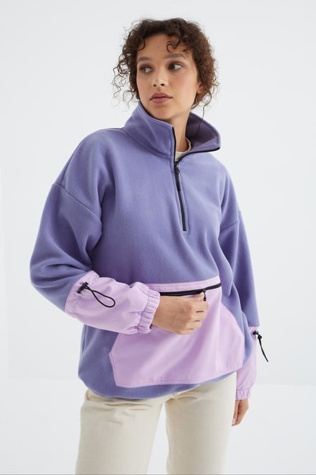 Übergroßer Plüsch-Half-Zip-Sweatshirt - Image 2