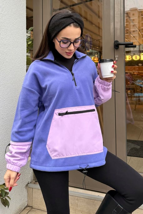 Übergroßer Plüsch-Half-Zip-Sweatshirt - Image 3