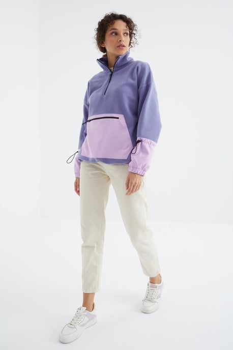 Übergroßer Plüsch-Half-Zip-Sweatshirt - Image 4