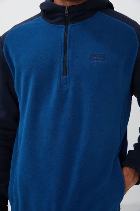 Herren Farbblockierte Halb-Zip Plüsch Sweatshirt - Image 2