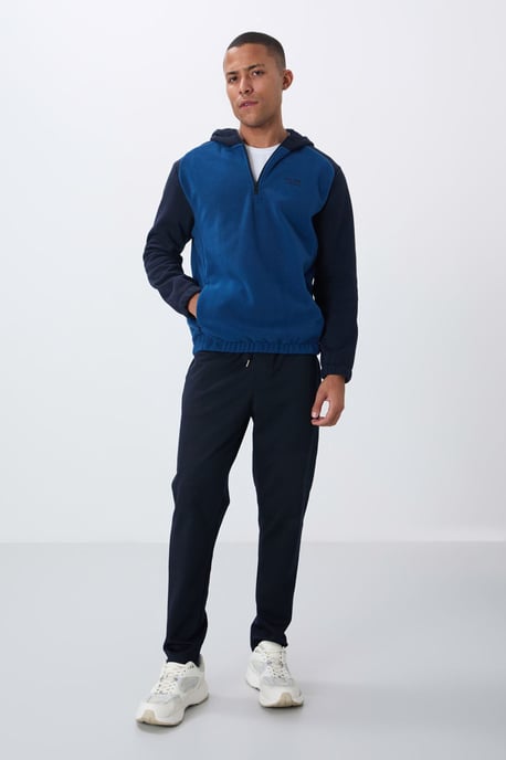 Herren Farbblockierte Halb-Zip Plüsch Sweatshirt - Image 3