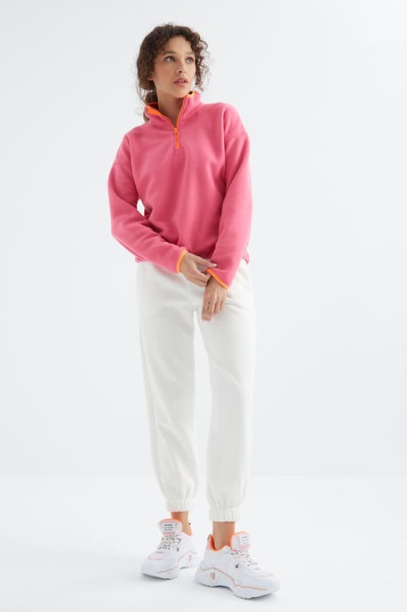 Übergroßer Plüsch-Half-Zip-Sweatshirt - Image 2