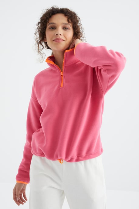 Übergroßer Plüsch-Half-Zip-Sweatshirt - Image 3