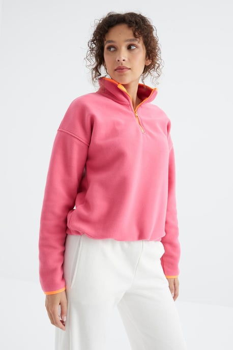 Übergroßer Plüsch-Half-Zip-Sweatshirt - Image 5