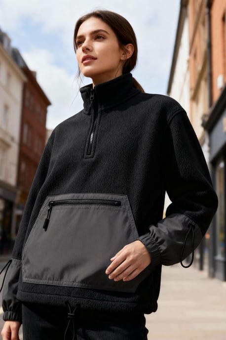 Übergrößen-Plüsch-Half-Zip-Sweatshirt - Image 1