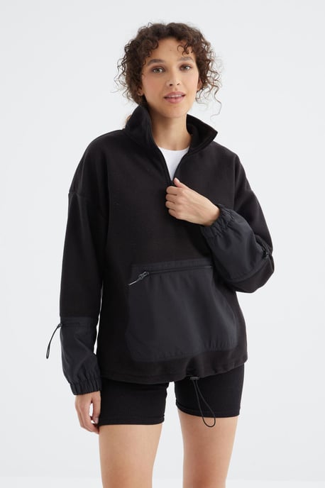 Übergrößen-Plüsch-Half-Zip-Sweatshirt - Image 6