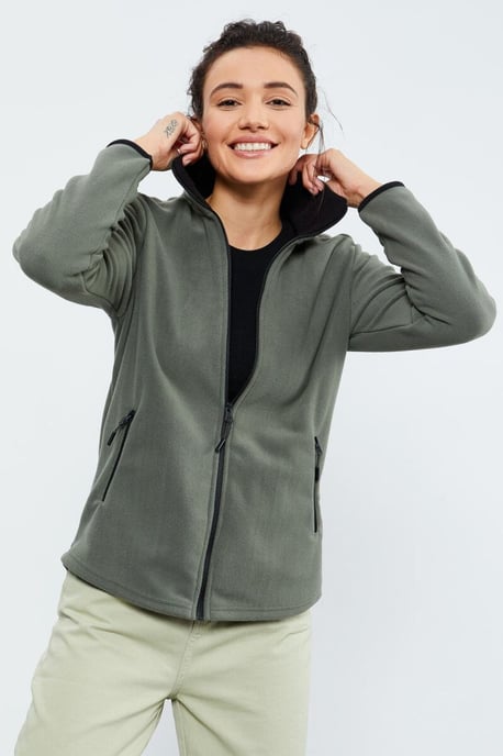 Damen Plüsch Reißverschluss Sweatshirt - Image 2